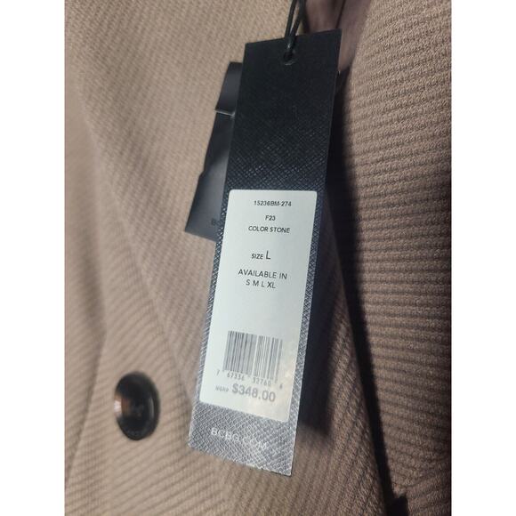 BCBGMAXAZRIA Womens Peak Lapel Double Breasted Coat Large Stone Taupe Classic - Picture 7 of 13